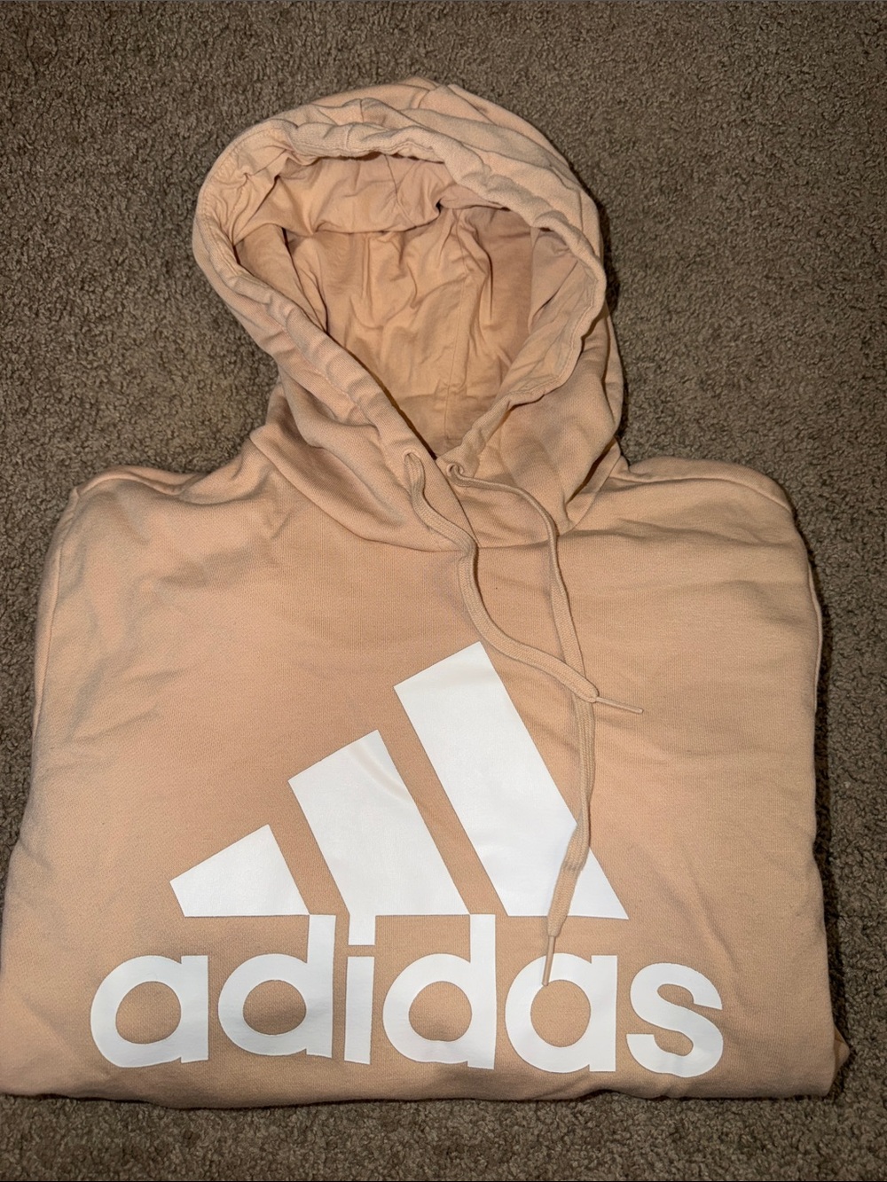 adidas cream/Tan Pullover Hoodie with White Logo XL